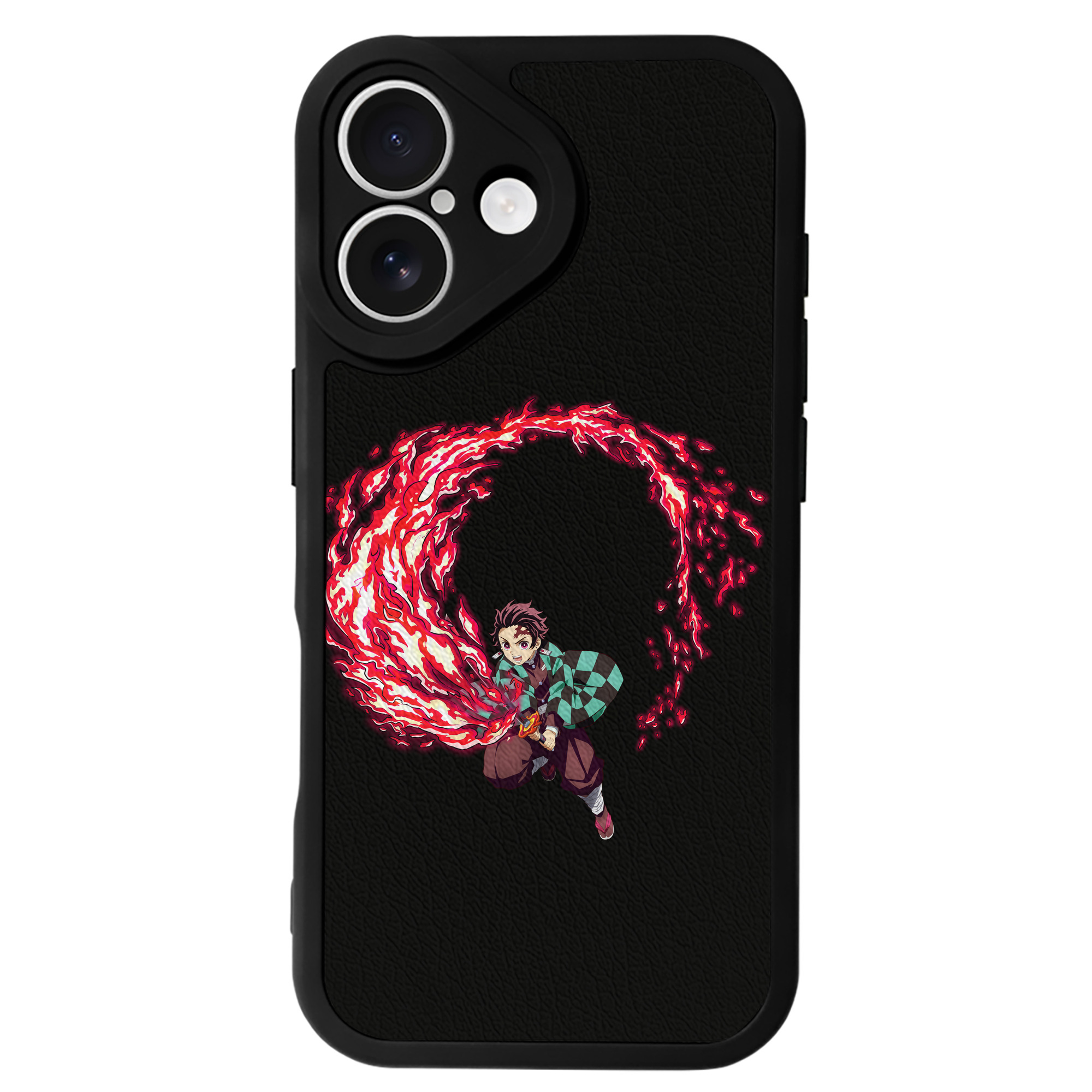 （画像用） 鬼滅の刃 竈門 炭治郎／かまど たんじろう Kamado Tanjirou 【iPhone 16シリーズ対応】シリコンスマホケース（レザー調） 材質：シリコン